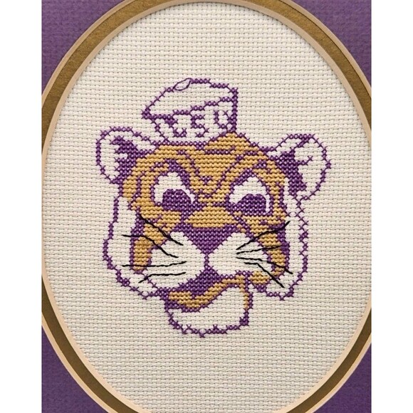 LSU Tigers Mike the Tiger Needlepoint Finished Cross Stitched Mascot 8x10 - Picture 12 of 12
